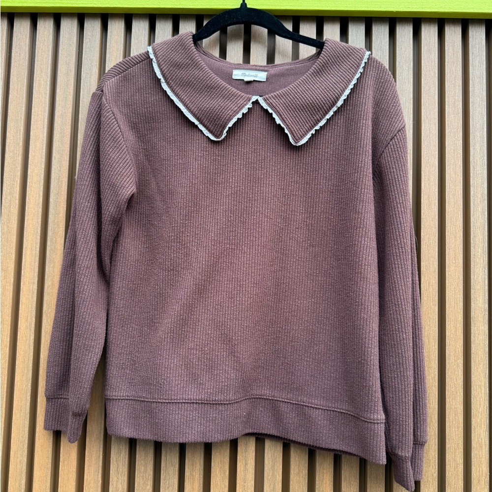 Madewell Brown Sweater with Peter Pan Collar